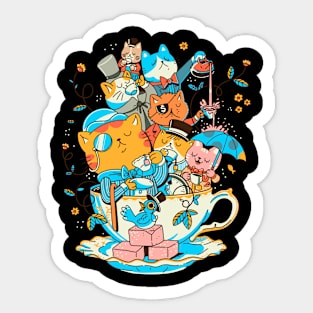 Tea cat party Sticker